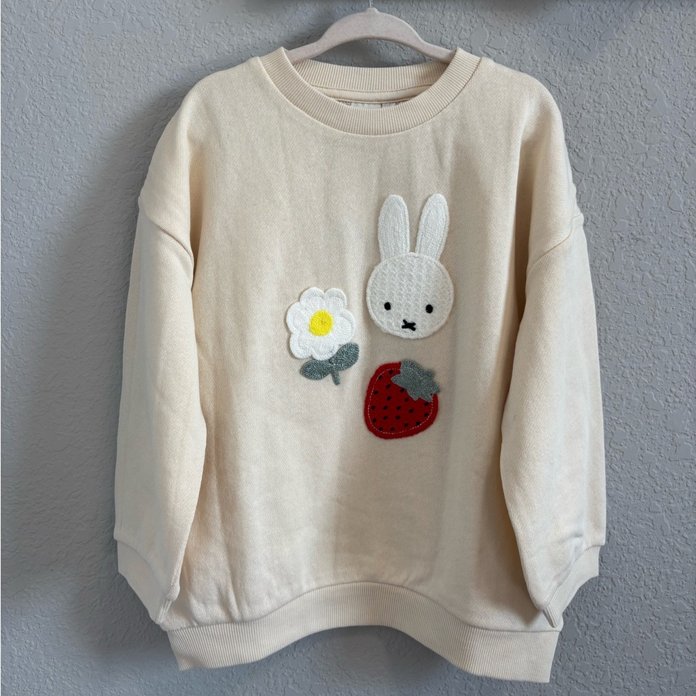 H&M Girls Miffy Appliquéd Sweatshirt and Embroidery Detail Cotton Dress Size 3-4 - Picture 2 of 5
